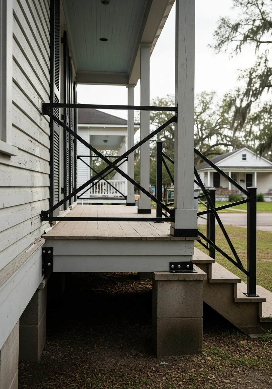 Close-up of skilled tradesperson working on home exterior in White Castle community.