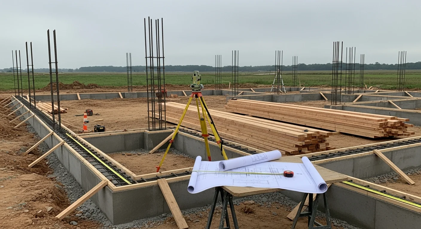 A newly completed commercial building structure in White Castle, Louisiana, showing steel framing and finished exterior walls along the Iberville Parish Highway 1 corridor. Construction site with clear skies and flat Mississippi River delta terrain visible in the background.